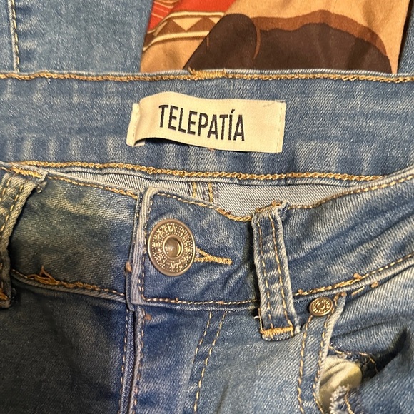 105.  Floral Embroidered Denim Flare Jeans - Picture 6 of 12